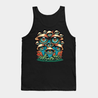 Psychedelic Mushrooms With Eyes Surreal Trippy Nature Tank Top